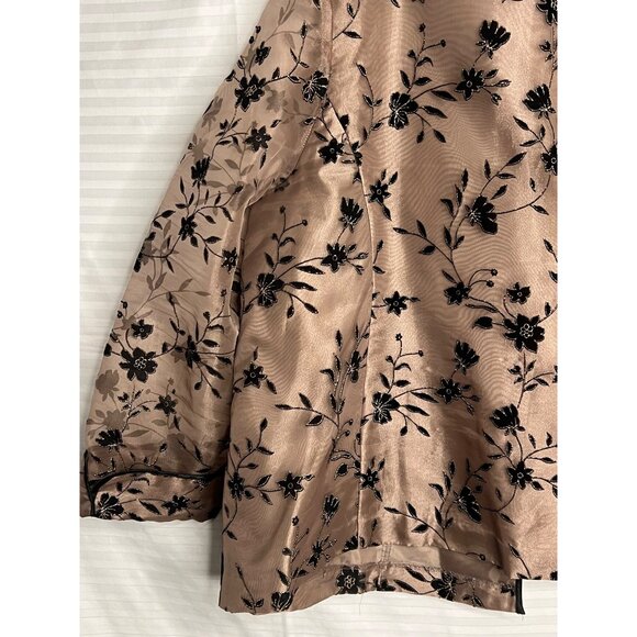 Onyx Nite Floral Embroidered Open Front Jacket Plus Size 26 Brown  Black Elegant - Picture 13 of 16